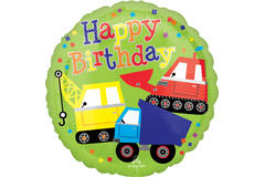 Foil Balloon - "Happy Birthday" - Birthday Trucks - 45 cm
